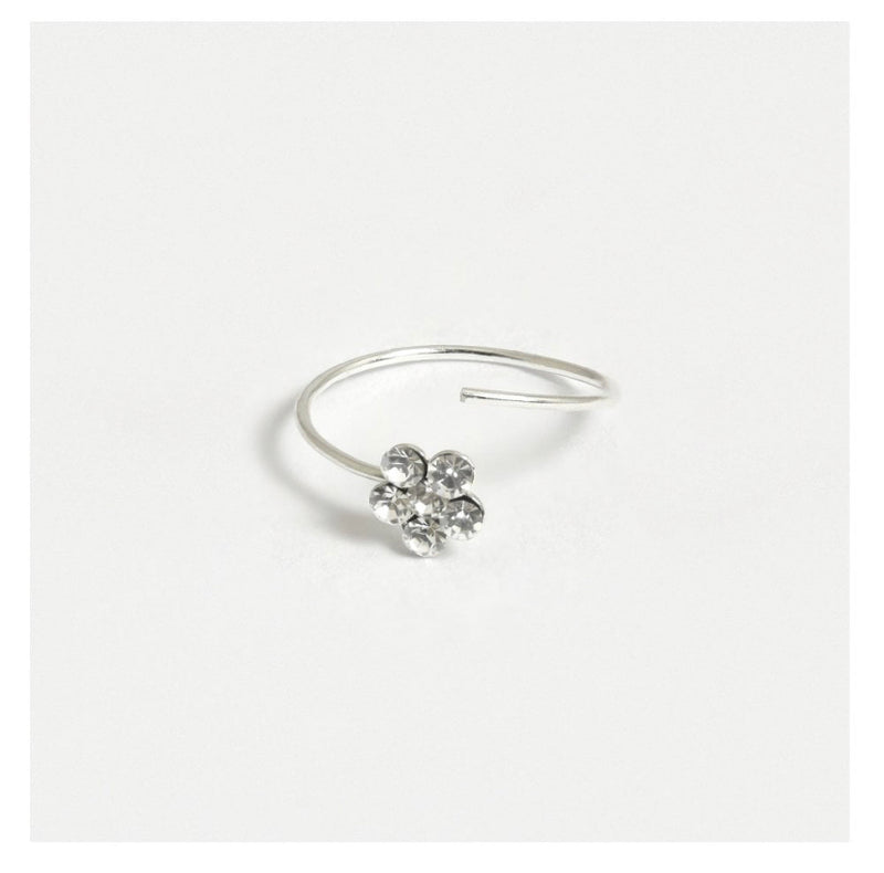 STERLING GEMSET FLOWER NOSE RING