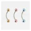 METALLIC PVC BALL 316L SURGICAL STEEL CURVED EYEBROW BAR